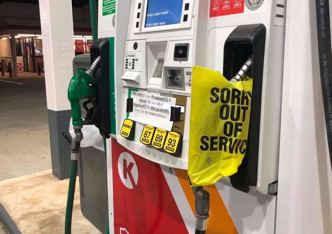gas station gas outage out of service